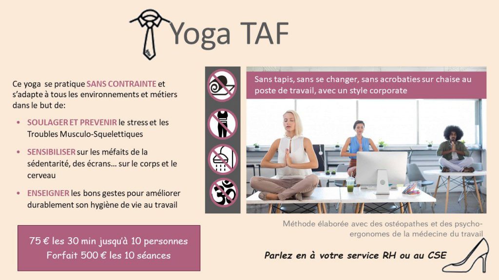 tarifs et lieu yoga au travail